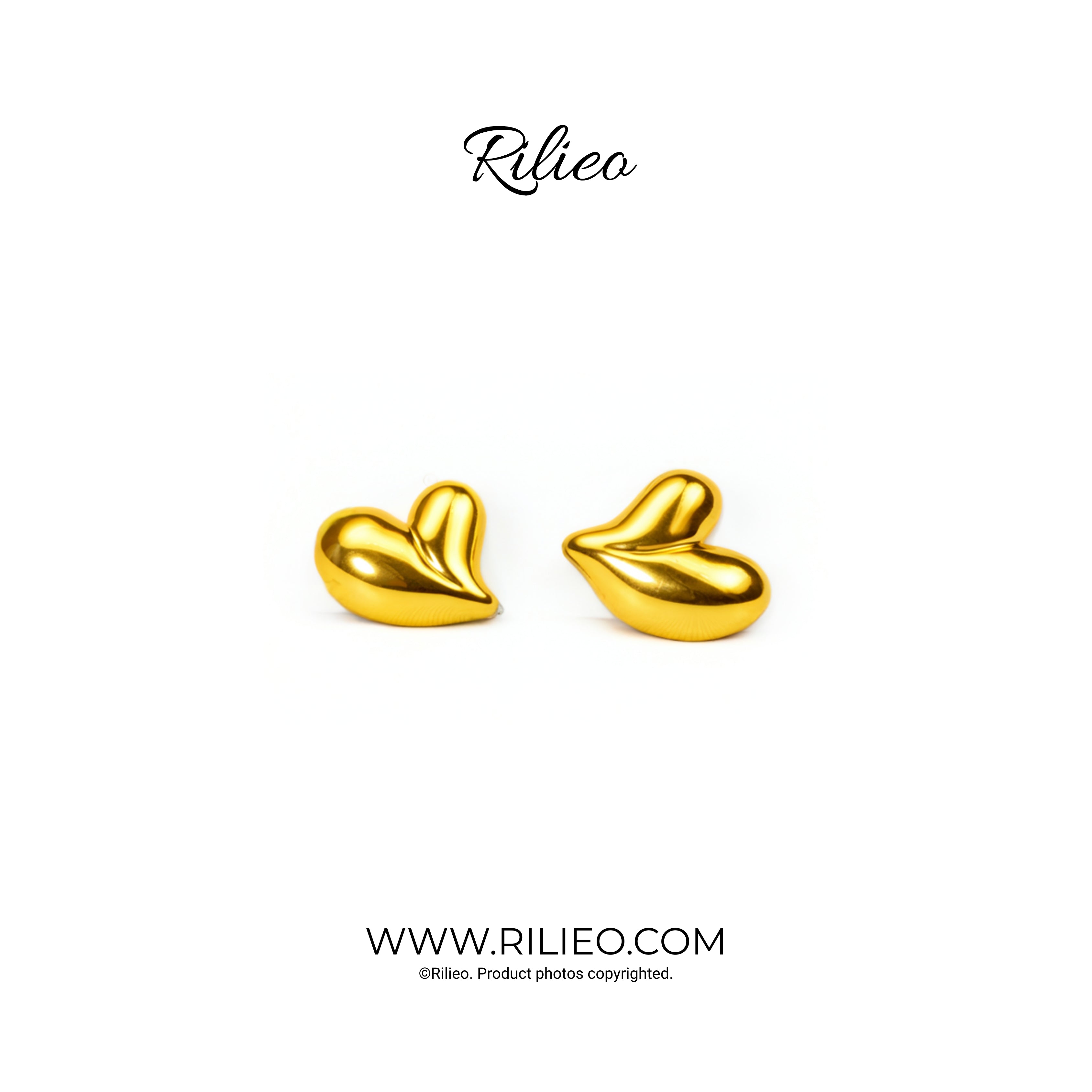 Rilieo Puffy Heart - Gold Earrings