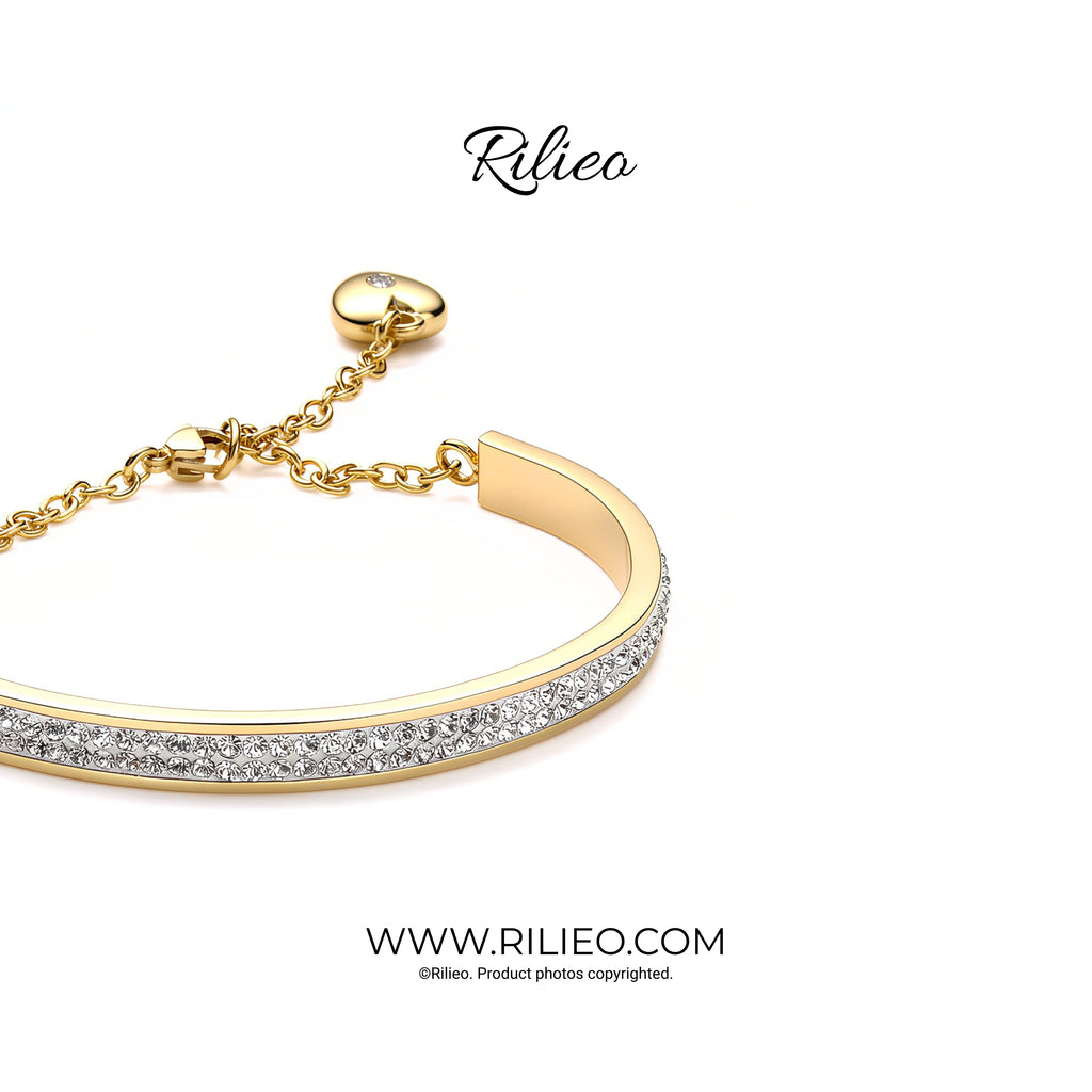 Rilieo Crystal Double Line - Gold Bracelet