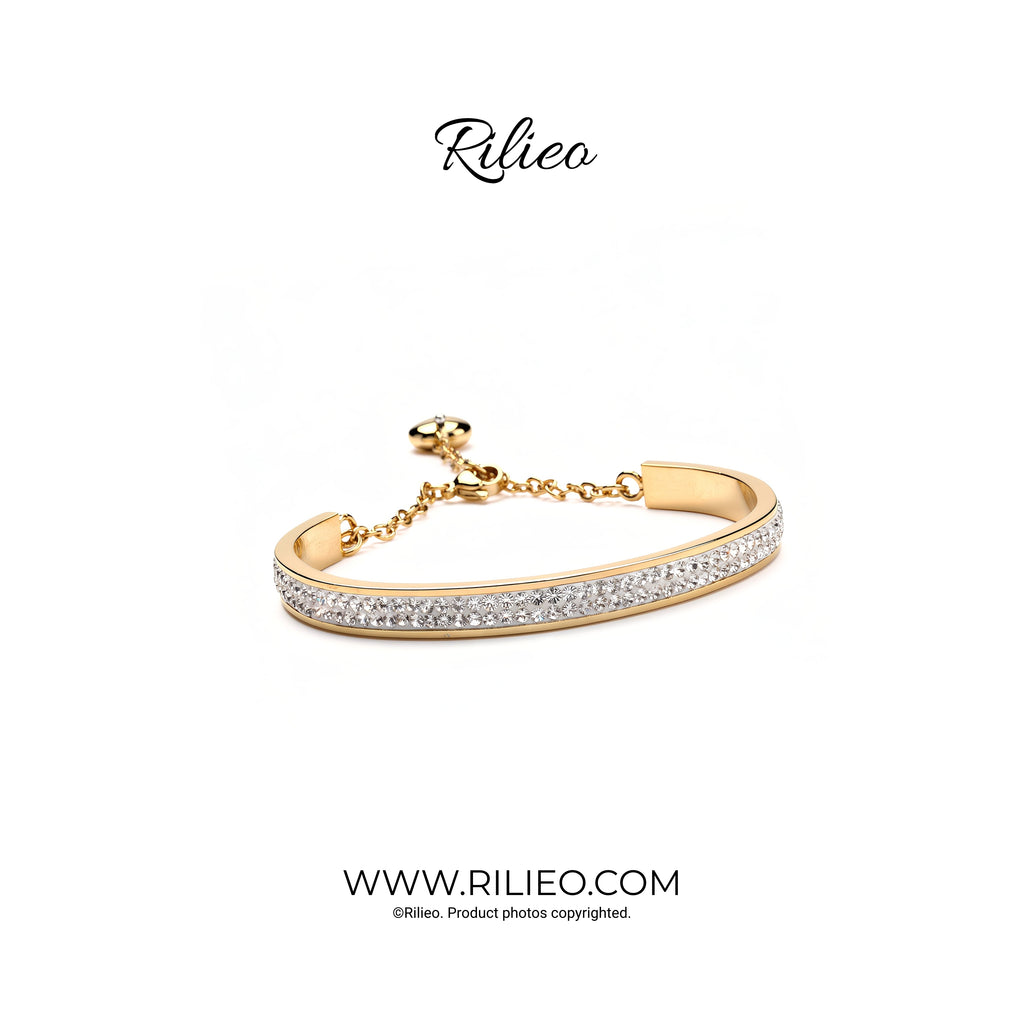 Rilieo Crystal Double Line - Gold Bracelet
