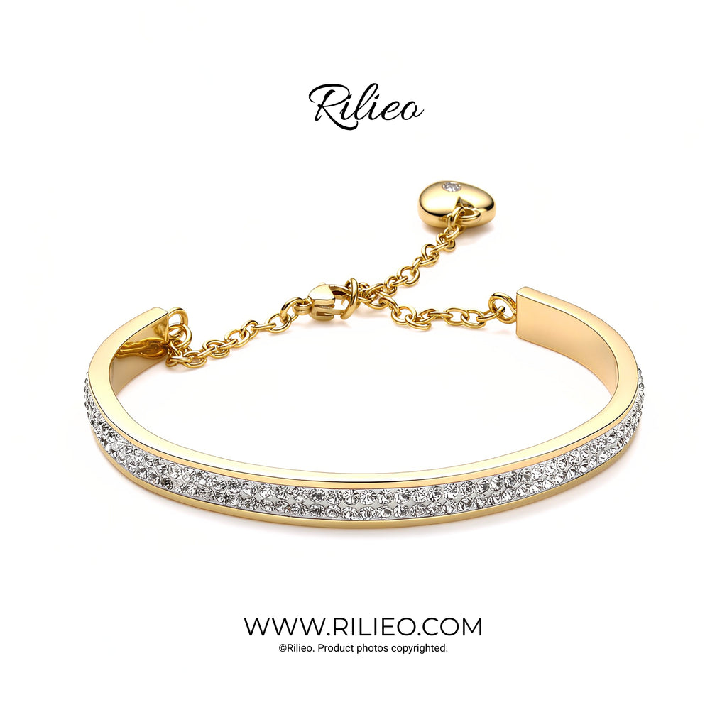 Rilieo Crystal Double Line - Gold Bracelet
