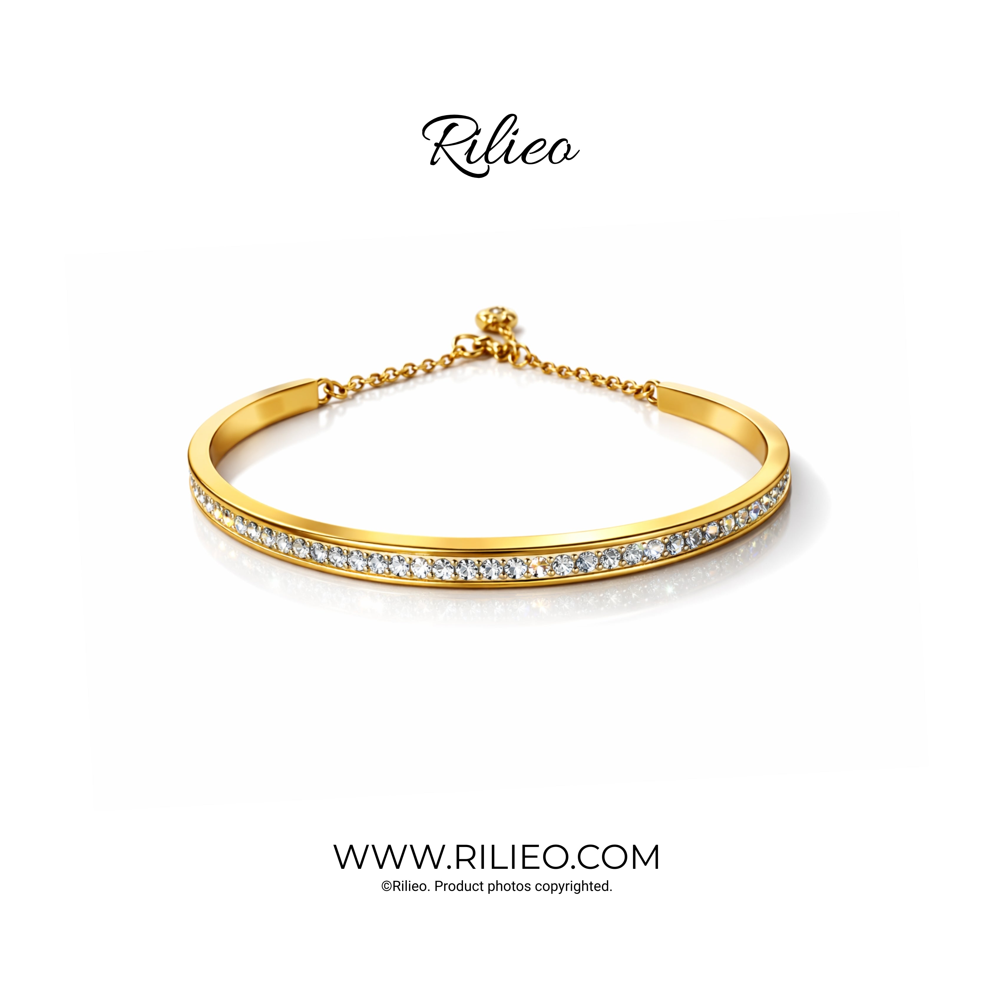Rilieo Crystal Single Line - Gold Bracelet