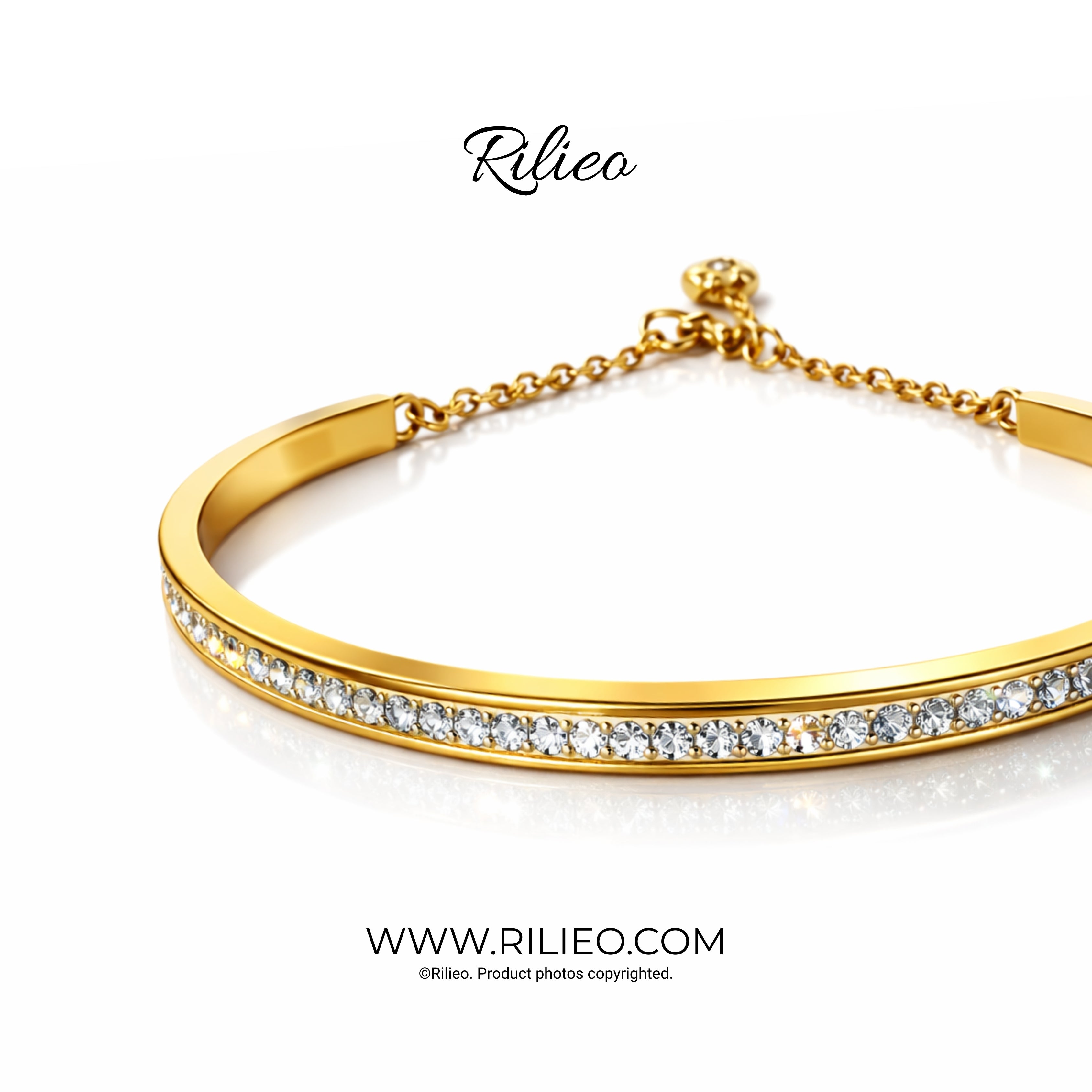 Rilieo Crystal Single Line - Gold Bracelet
