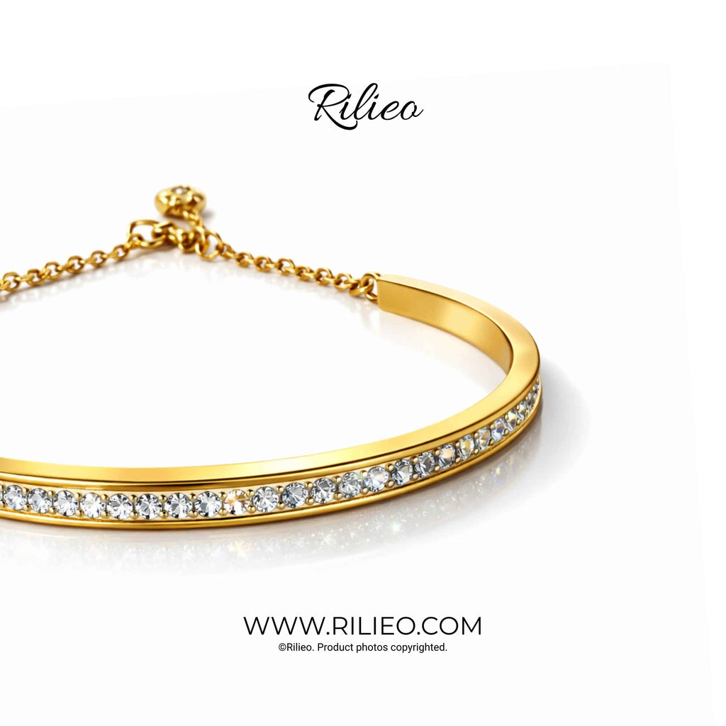 Rilieo Crystal Single Line - 18K Gold Plated Bracelet