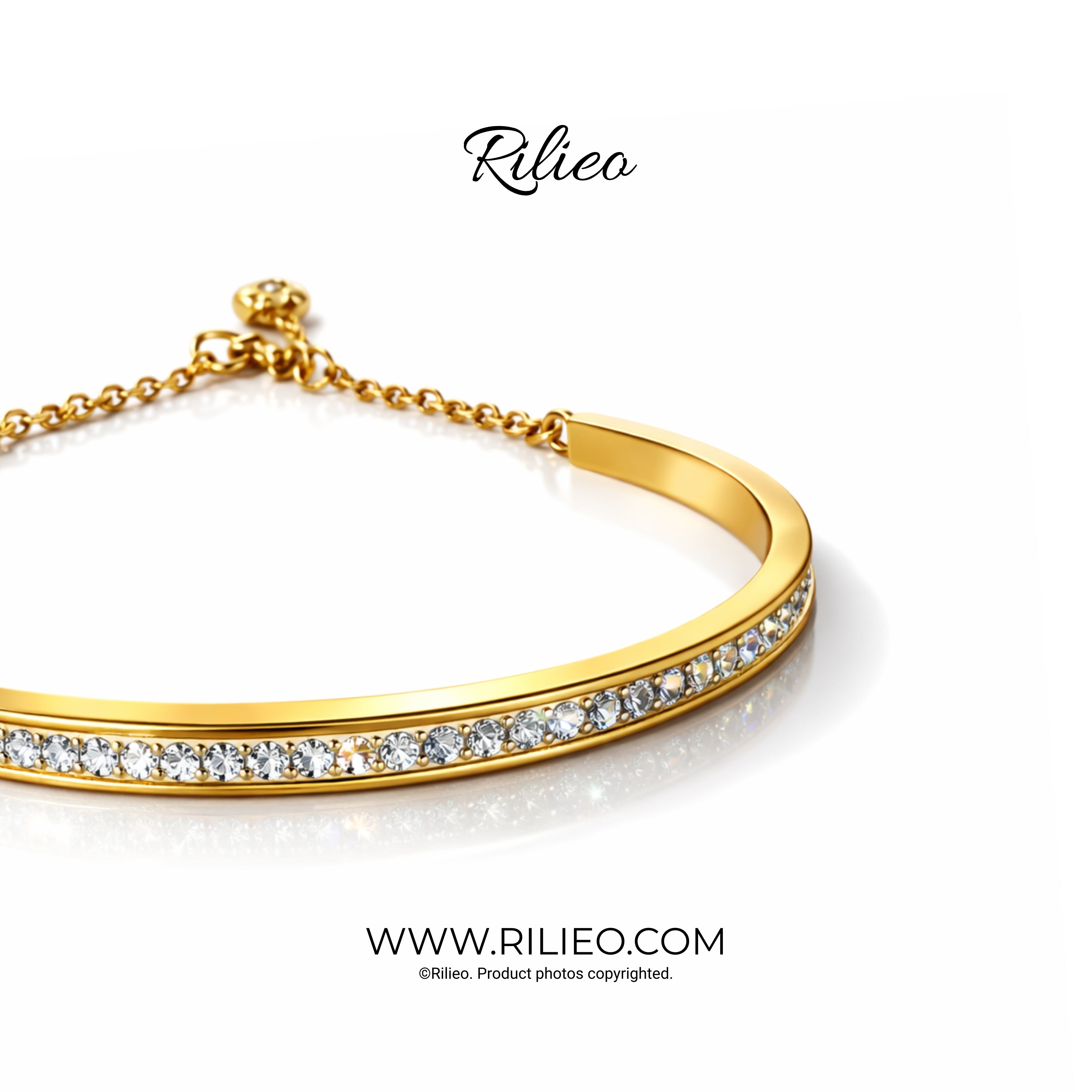 Rilieo Crystal Single Line - Gold Bracelet