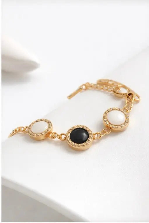 Rilieo Noir Pearl Link – 18kGold Plated Bracelet Rilieo