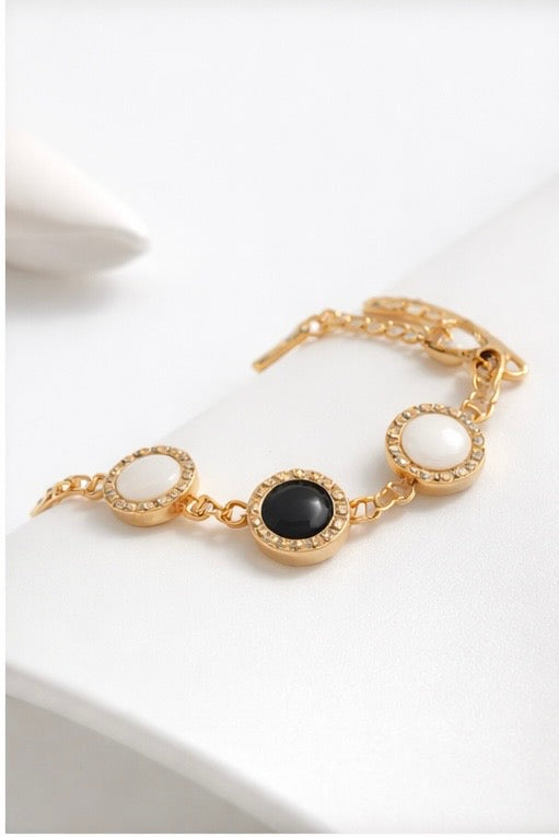 Rilieo Noir Pearl Link – 18kGold Plated Bracelet