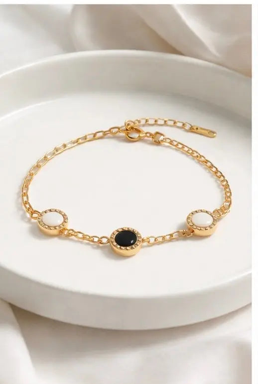 Rilieo Noir Pearl Link – 18kGold Plated Bracelet Rilieo
