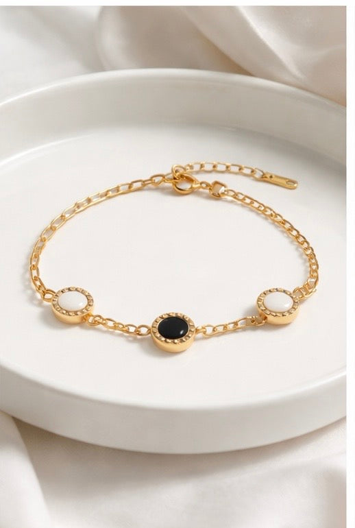 Rilieo Noir Pearl Link – 18kGold Plated Bracelet