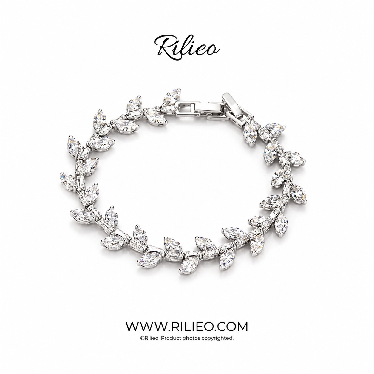 Rilieo Crystal Leaf Bracelet